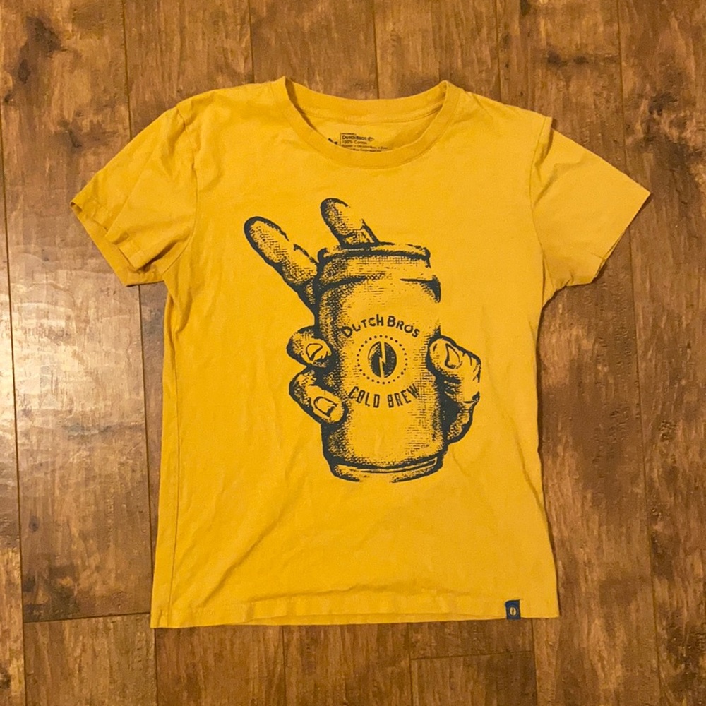 Mustard yellow Dutch Bros t-shirt